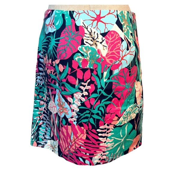 Talbots Womens Skirt Tropical Jungle Botanical Size 6P Stretch Cotton Canvas - Picture 2 of 8